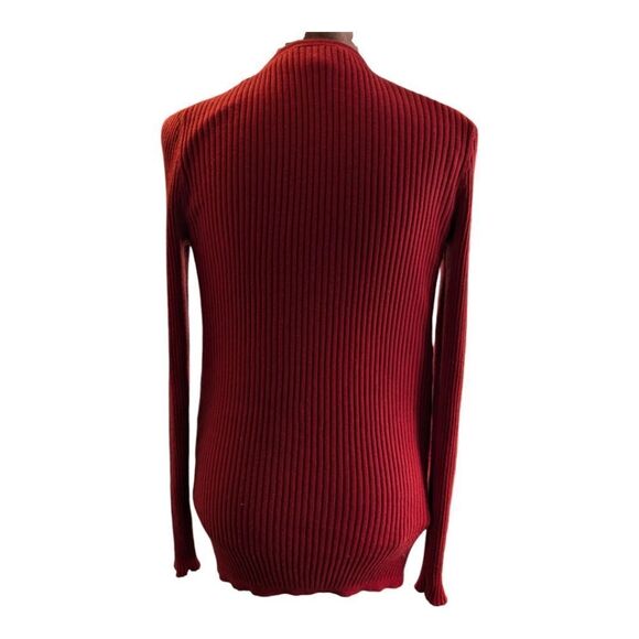 Theory red v neck  rib-knit cardigan size  M - Picture 6 of 8